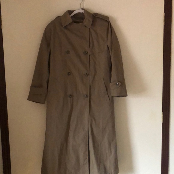 Woman’s fall VTG Y2k retro tan Misty Harbor trench fur Lined long coat - Picture 3 of 15